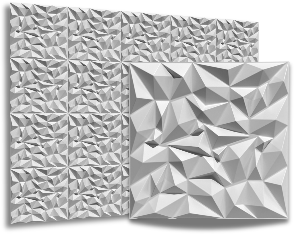 UDK White Geometric 3D PVC Wall Panels – Waterproof Decorative Wall Boards (12 pieces)