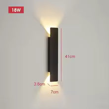 Outdoor Waterproof Wall Lamps – 18W LED Black Aluminum Wall Light for Bedroom, Exterior and Outdoor Lighting