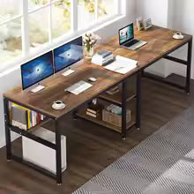 Tribesigns Two Person Desk with Bookshelf – 78.7-Inch Double Computer Office Desk