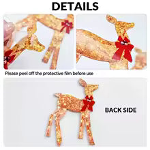 Christmas Lighted Reindeer Family Statue – LED Glowing Deer with Red Bows for Outdoor Yard, Lawn & Holiday Decorations