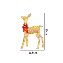 Christmas Lighted Reindeer Family Statue – LED Glowing Deer with Red Bows for Outdoor Yard, Lawn & Holiday Decorations