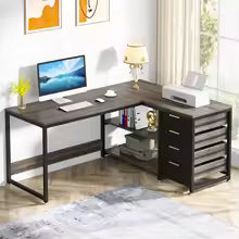 Tribesigns L-Shaped Computer Desk with Storage Drawers – 59-Inch Reversible Corner Office & Study Desk