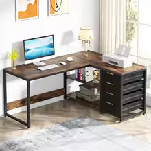 Tribesigns L-Shaped Computer Desk with Storage Drawers – 59-Inch Reversible Corner Office & Study Desk