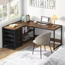 Tribesigns L-Shaped Computer Desk with Storage Drawers – 59-Inch Reversible Corner Office & Study Desk