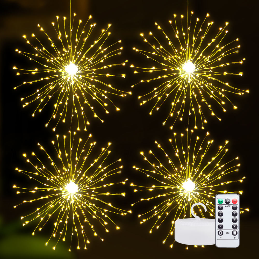 Christmas LED Copper Wire Starburst String Lights – 8 Modes with Remote