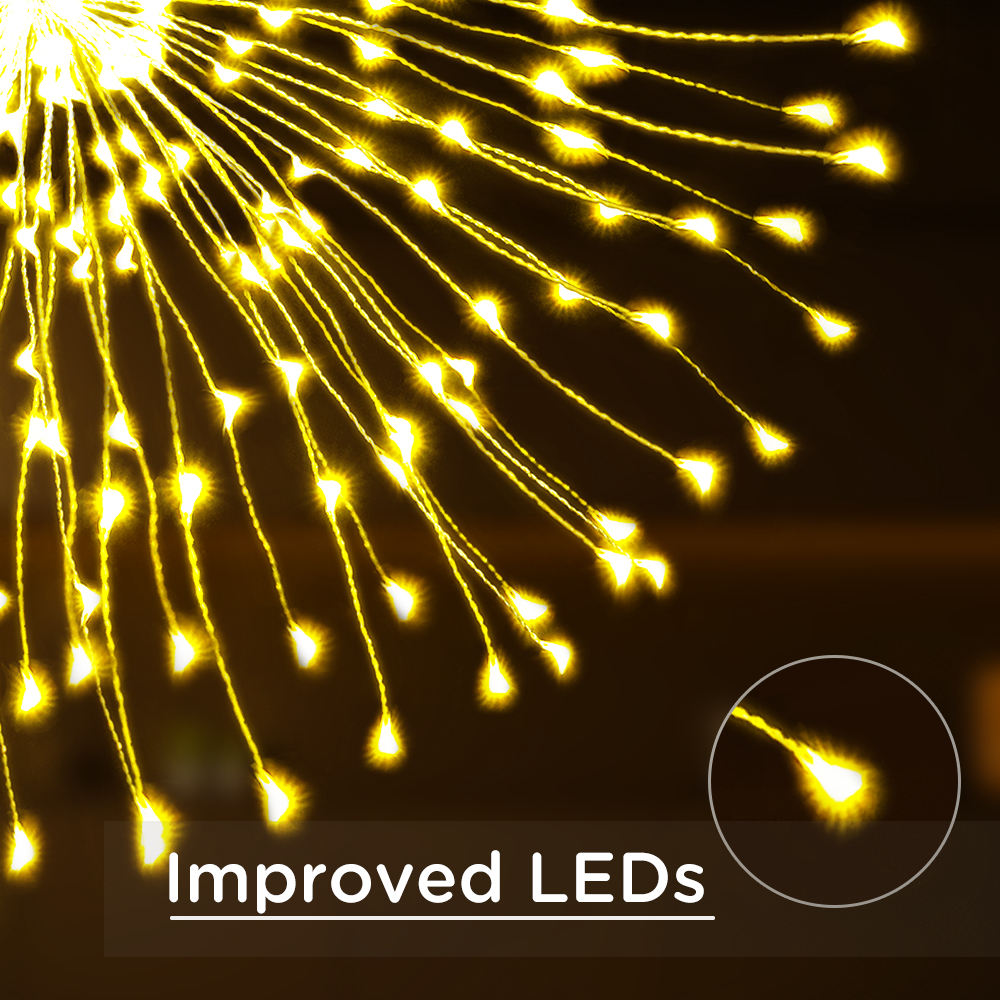 Christmas LED Copper Wire Starburst String Lights – 8 Modes with Remote
