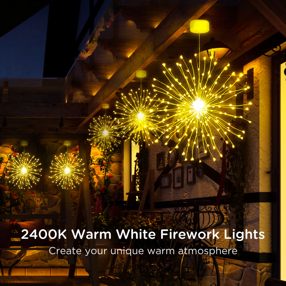 Christmas LED Copper Wire Starburst String Lights – 8 Modes with Remote